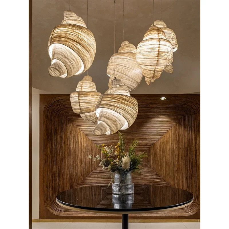 Nordic creative croissant shape fabric pendant lamps restaurant bar hotel personality decoration bakery indoor pendant lights