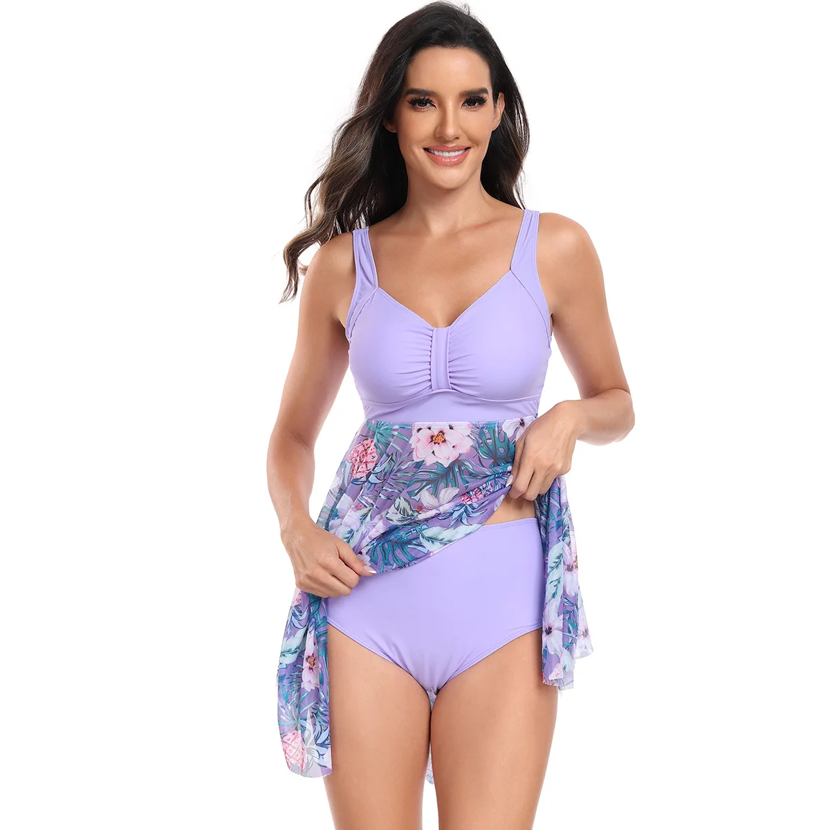 Plus Size due pezzi costumi da bagno costumi da bagno donna stampa floreale estate grandi costumi da bagno Tankini Beachwear Bikini Sexy Swimdress