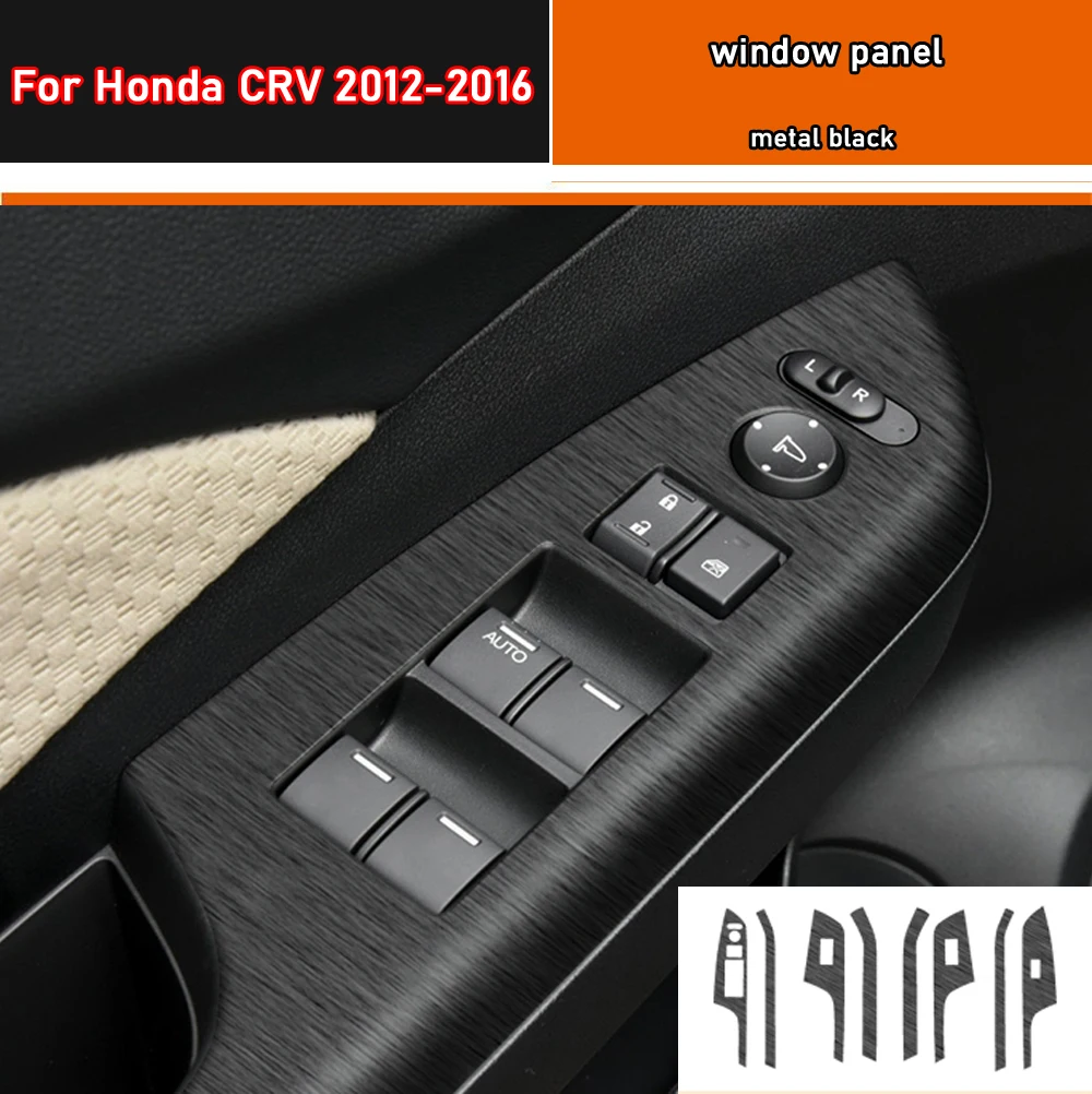 Auto Styling Black Carbon Decal Autoruit Lift Knop Schakelaar Paneel Cover Trim Sticker 4 Stks/set Voor Honda Crv 2012-2016