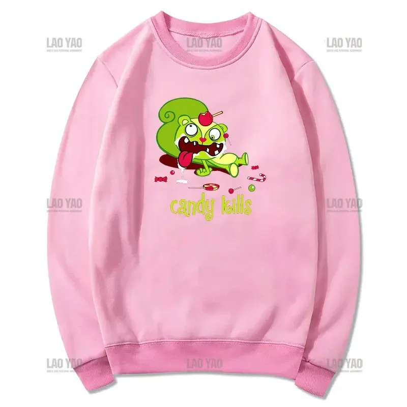 Happy Tree Friends Embrace Cartoon Sweatshirt Pullover Boy Girl Classic Animated Printed Hoodie Student Hoodies