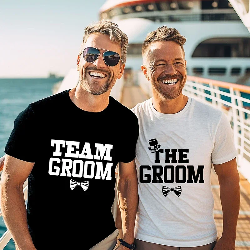 Team Groom Squad T-Shirt Groomsman Y2k Tops Best Man Wedding T-Shirt Boyfriend Bachelor Stag Party Tees Single Farewell Blouses