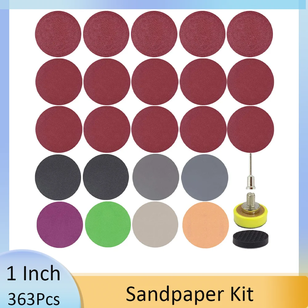 

1 Inch Wet and Dry Sandpaper Kit 360 Pcs with Backing Pad and Soft Foam Buffering Pad 60 to 10000 Grit for Wood Metal Mirror Car