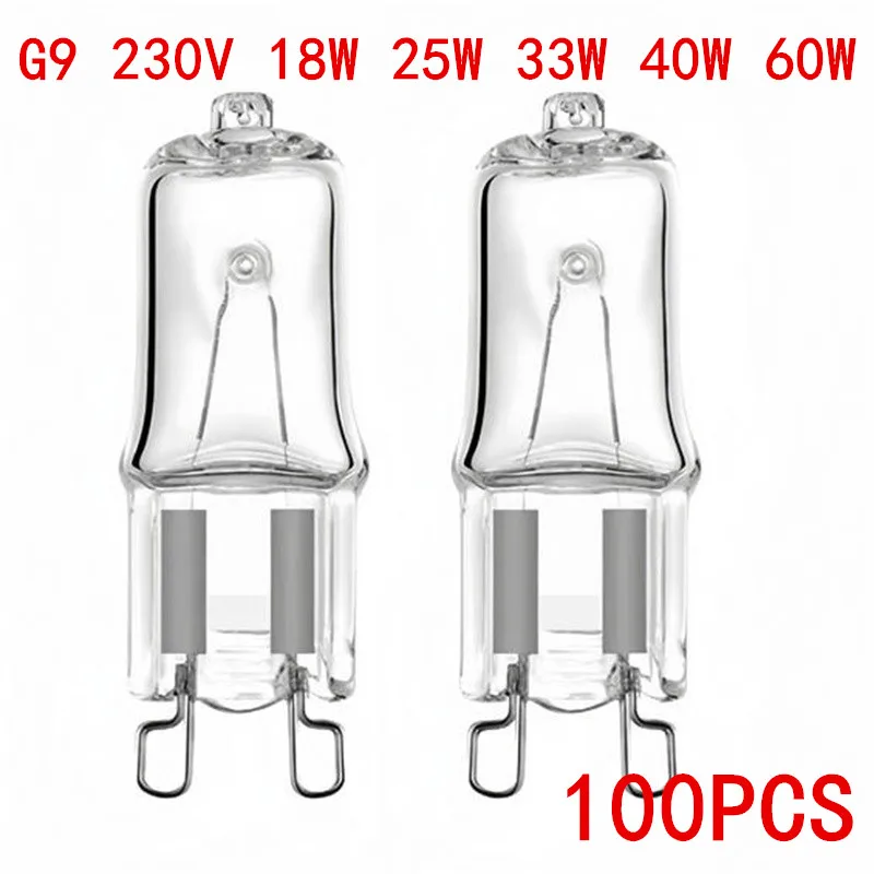

1/5/10/100PCS G9 230V 18W 25W 33W 40W 60W Eco Halogen Light Bulbs Capsule LED Lamp With Inserted Beads Crystal Lamp Halogen Bulb