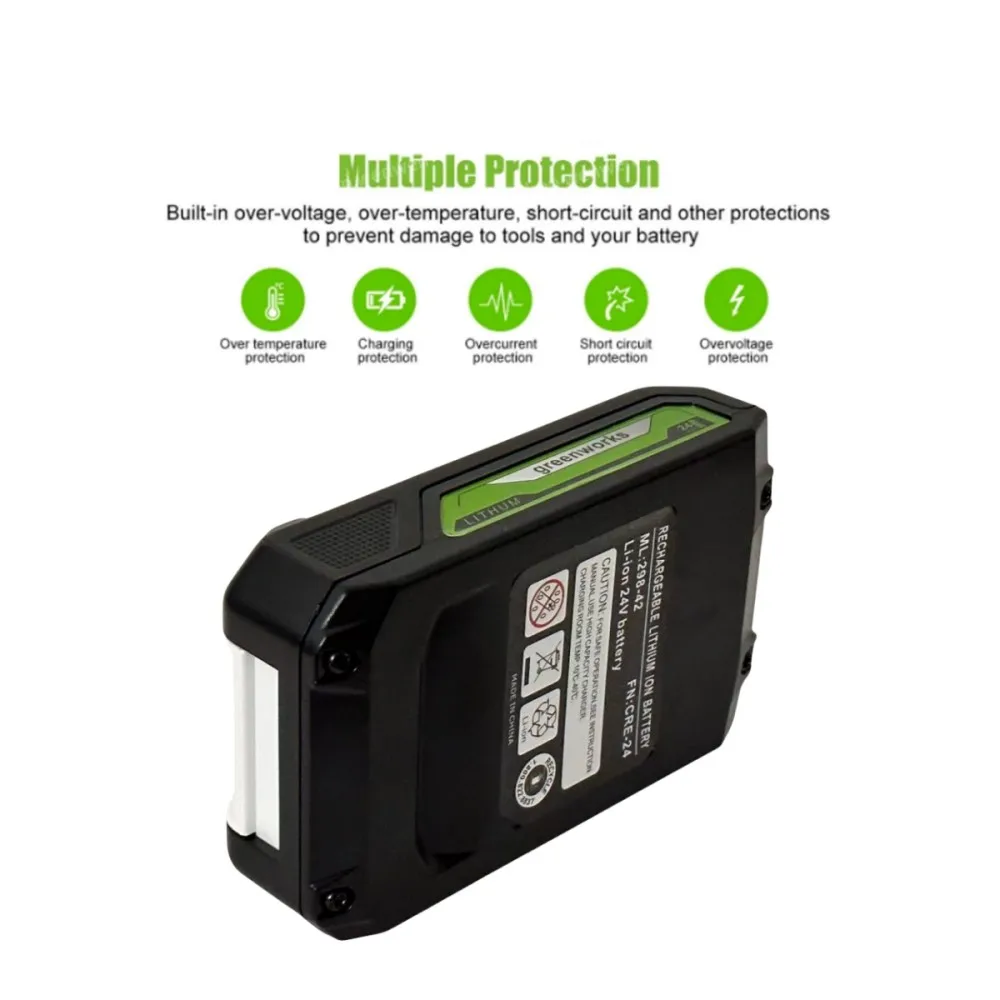 Greenworks-Batterie lithium-ion 24V, 3,0 Ah, équipement d'outils G24B2, 29842, 29852, BAG708, 29322, 21342, produit d'origine, tout neuf, 100%