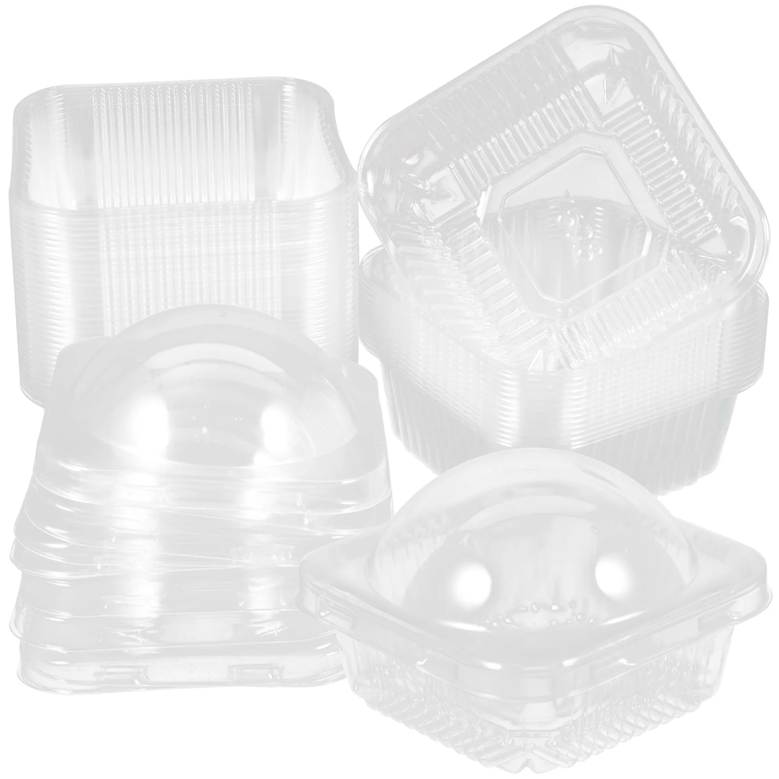 

50Pcs Clear Dessert Boxes Transparent Dome and Square Base for Cupcakes Cookies Donuts Wedding Party Supplies Cupcake Boxes