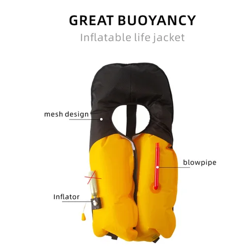 Imagen 2 del producto Chaleco de pesca inflable automático Manual, chaquetas de pesca, chaleco marino para adultos PFD para surf en balsa de Kayak, flotabilidad 100N - 150N, CE, SOLA