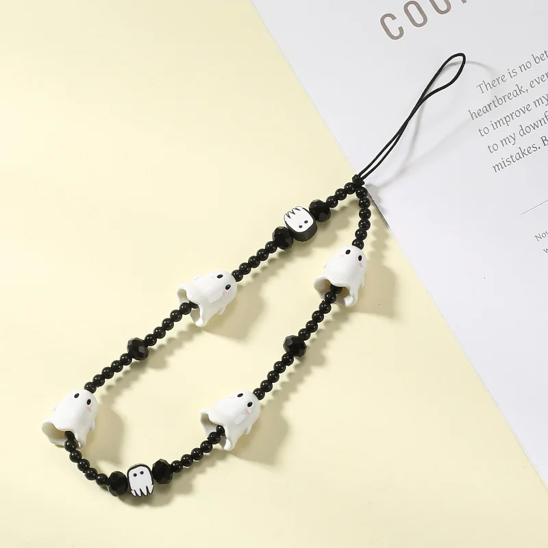 

1Pcs niche trendy Halloween style mobile phone lanyard hand-painted cute little ghost anti-lost and anti-drop mobile phone chain