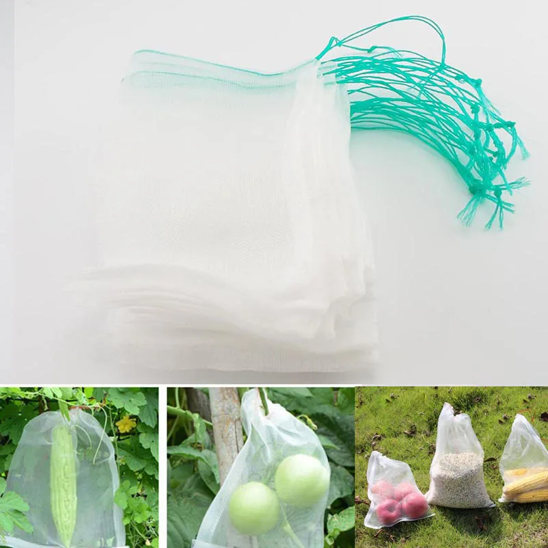 10x Reusable Food Fruit Nylon protection home Kitchen Storage Bags Mosquito Barrier Cover net Filter Bag Mesh pot Vegetable D3