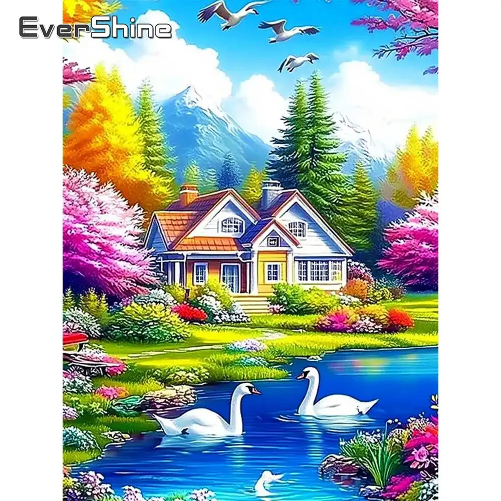 Evershine Diamant Malerei Liebe Herz Stein Mond DIY Mosaik Meer Handarbeiten Sonnenuntergang Stickerei Landschaft Handgemachtes Geschenk