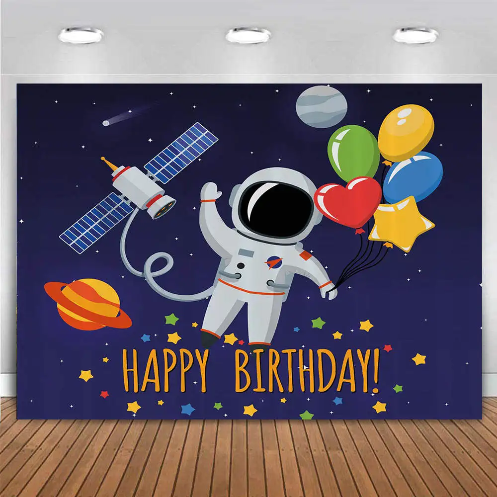 

Cartoon Outer Space Backdrop for Baby Shower Newborn Kids Boys 1st First Birthday Party Decor Universe Galaxy Stars Background