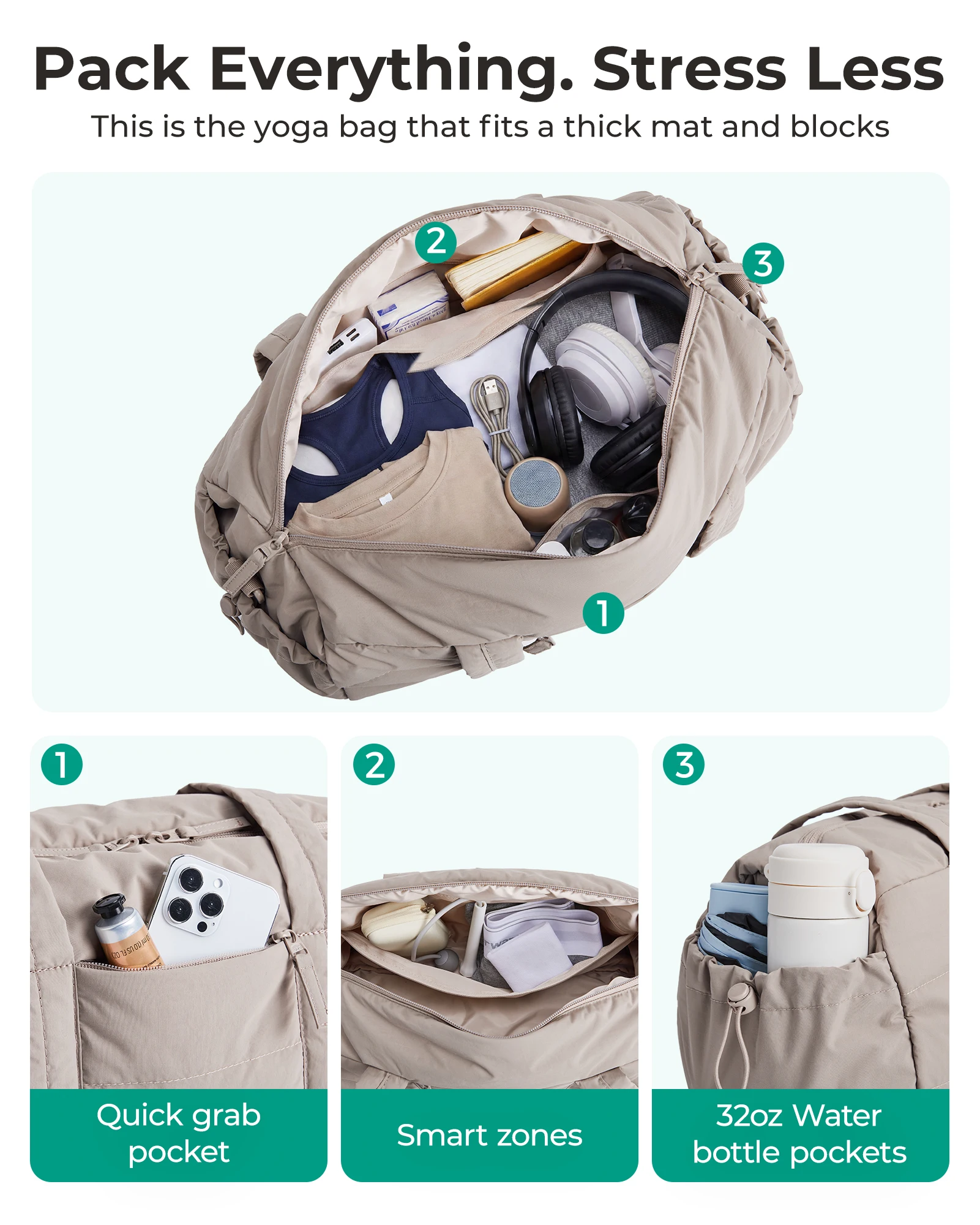BAGSMART ジムバッグ 女性用 ミニ/ミディアム/ラー - Luxury Yoga Bags のレビューと価格
