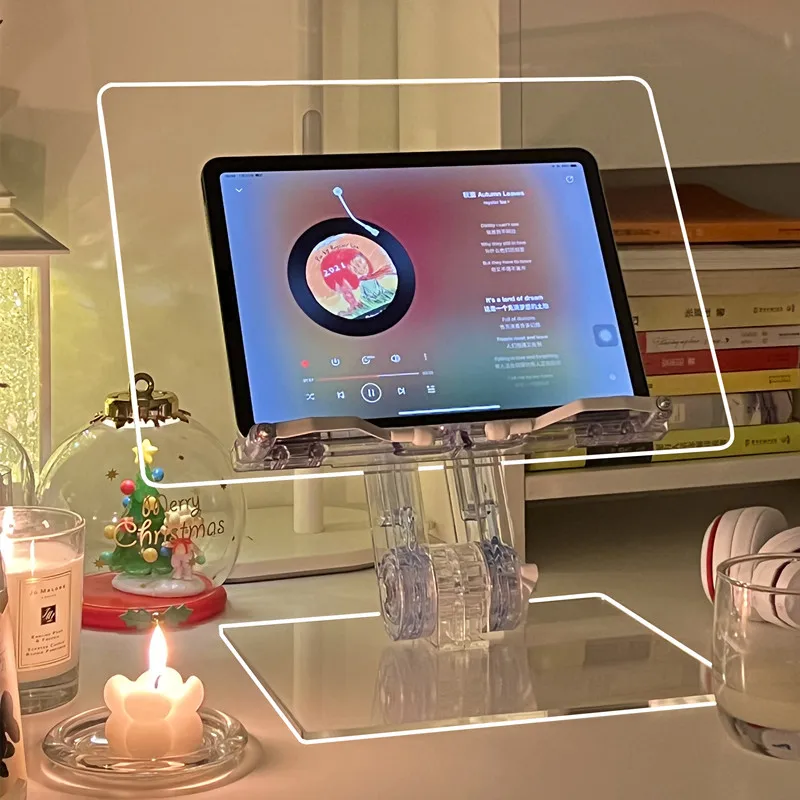 NEW Ins  Acrylic IPad Stand Transparent Holder Reading Self Desktop Simple Nordic Folding Organization Rack Storage Holders