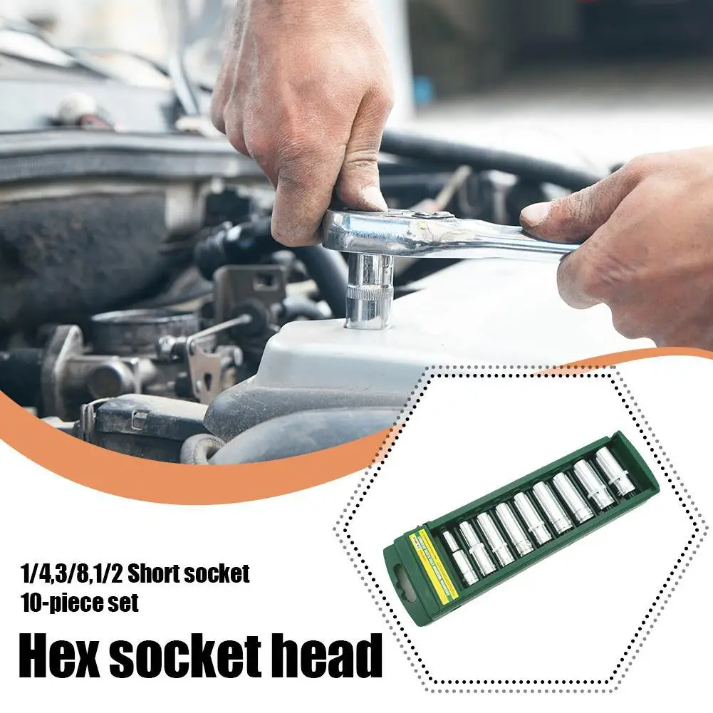 

Hex Socket Wrench Head Set For Ratchet 1/4 3/8 1/2 Short Long Socket Deep Nut Driver Sleeve Spanner End Ratchet Tool With Holder