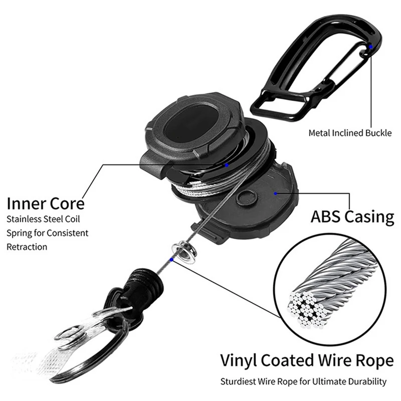 2er Pack einziehbarer Schlüssel bund Hochleistungs-Karabiner-Abzeichen halter ID-Abzeichen rolle mit einziehbarer Stahls chnur