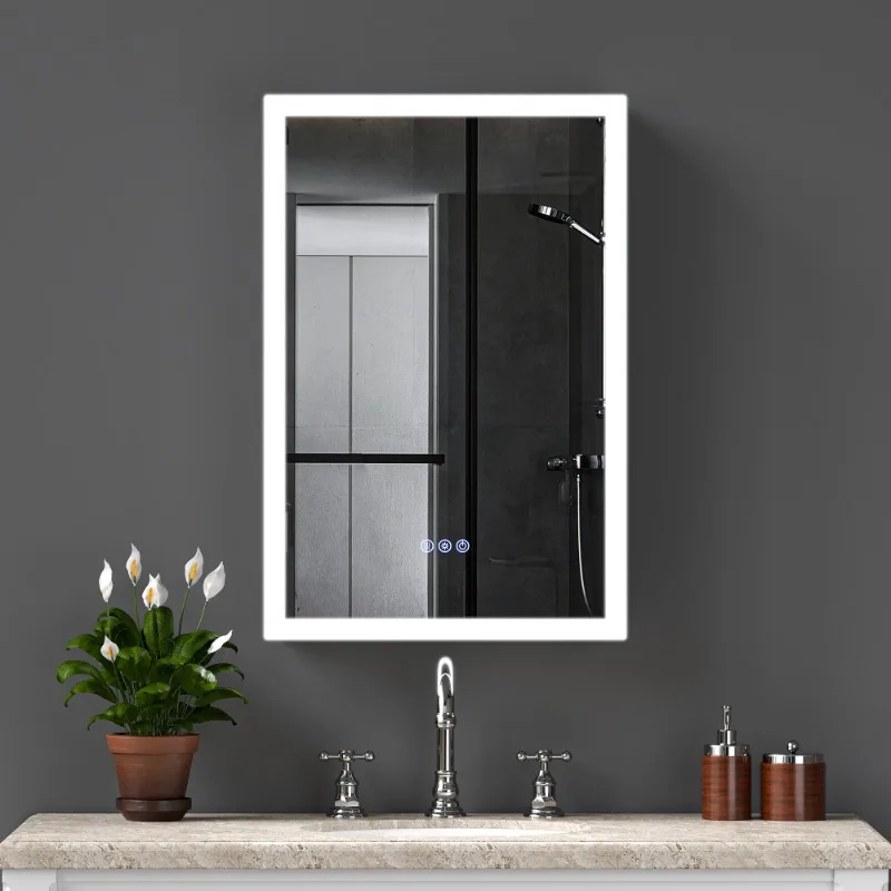 

White Framed Bathroom Mirror Wall Mounted Vanity Mirror for Grooming and Bathroom Decor