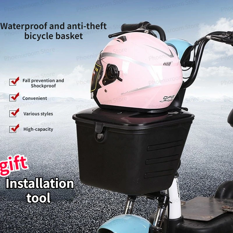 Bicycle Waterproof Thickened Enlarged Basket Electric Vehicle Anti-theft Basket Folding Bicycle Universal Front Basket