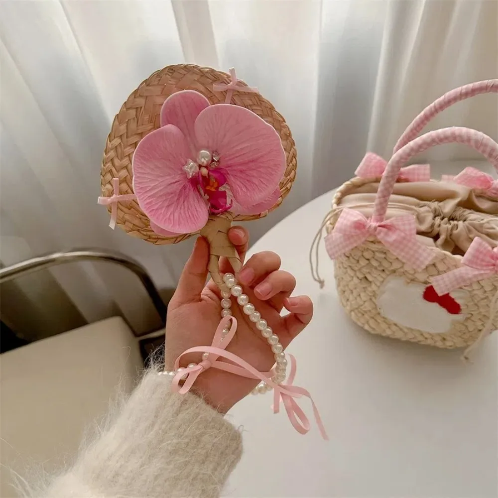 

Милый мини-подвеска с цветком орхидеи, жемчужный бант, брелок для телефона ручной работы с орхидеей, декоративный кулон с цветком орхидеи, брелок для ключей, сумка