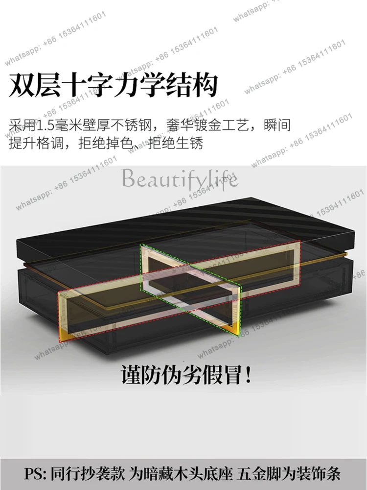 Light luxury coffee table living room home simple modern small apartment high-end tempered glass surface