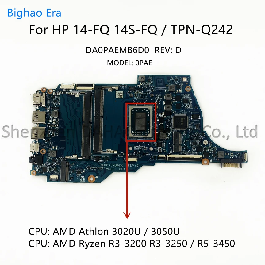 

DA0PAEMB6D0 For HP 14-FQ 14S-FQ 14S-FR TPN-Q242 Laptop Motherboard With AMD R3 R5-3450 CPU DDR4 M03771-001 M10792-601 M03773-601