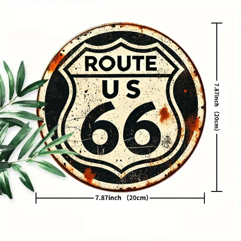 Vintage US Route 66 Round Metal Tin Sign Retro Distressed Highway Sign Wall Decor for Home Bar Garage and Man Cave