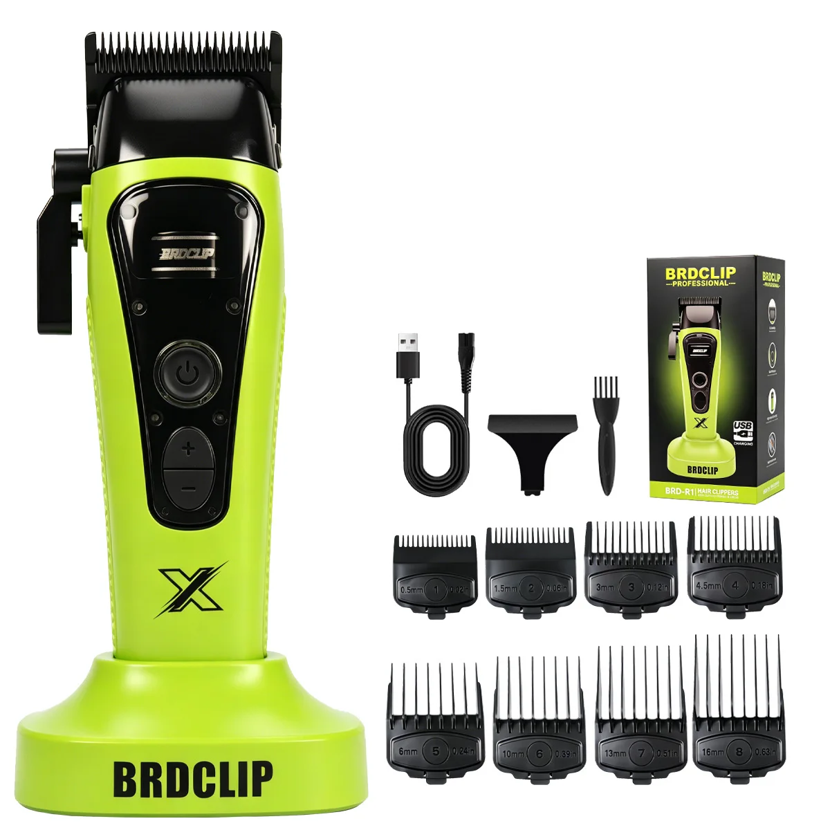 Professioneller elektrischer Haarschneider BRD-R1 mit externem bürstenlosem Motor 8000 U/min 4500 mAh mit Ladestation BRDCLIP Haartrimmer Fade DLC-Klinge – Detail 8
