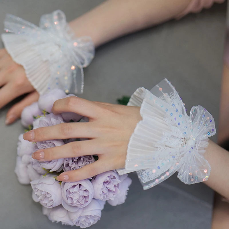 

Nail Decorations For Nail Art Lace Fake Pleated Cuff Manicure Photography Props Fake Sleeves Nails Accessories Supplies Charms