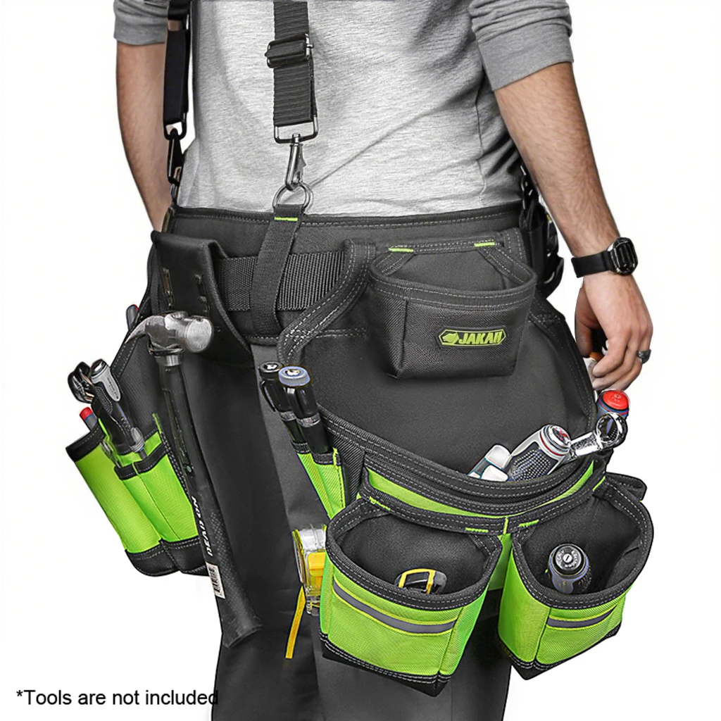 Jakah Werkzeuggürtel, Werkzeug-Rig, langlebig, Premium-Werkzeuggürtel-Organizer, Werkzeugtasche mit verstellbarem Hüftgurt, Hammerhalter HL047 – Detail 6