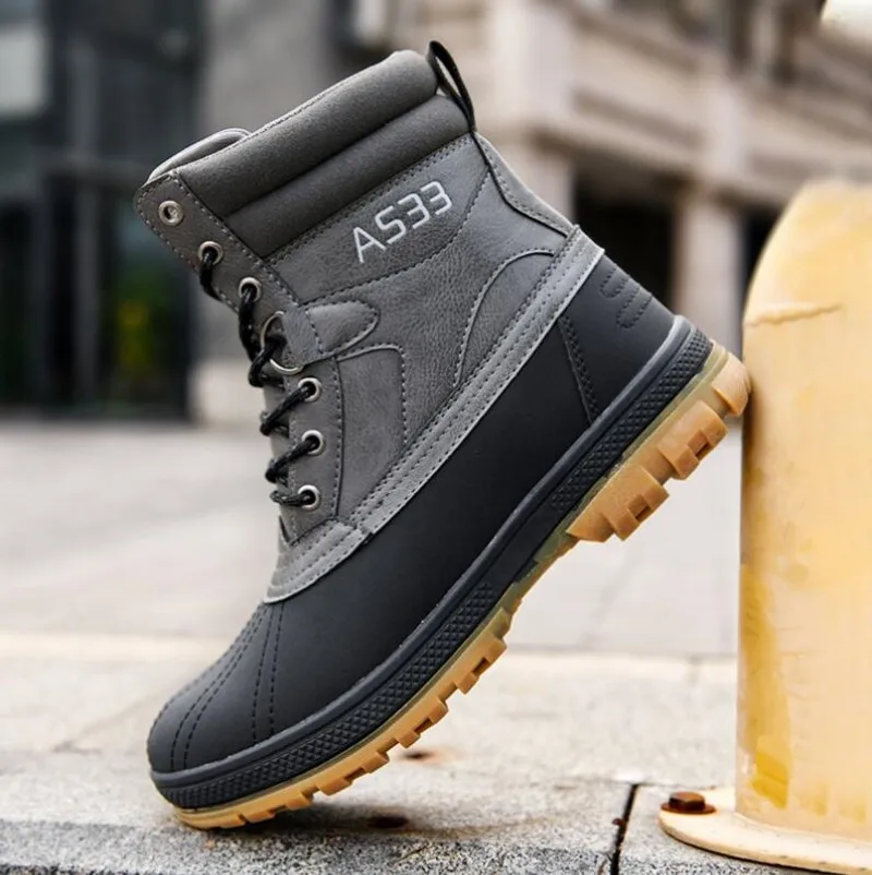 Plus Size 46 Outdoor Men Boots Winter Snow Boots for Men Training Work Boots Waterproof Slip-Resistant Keep Warm Winter Shoes