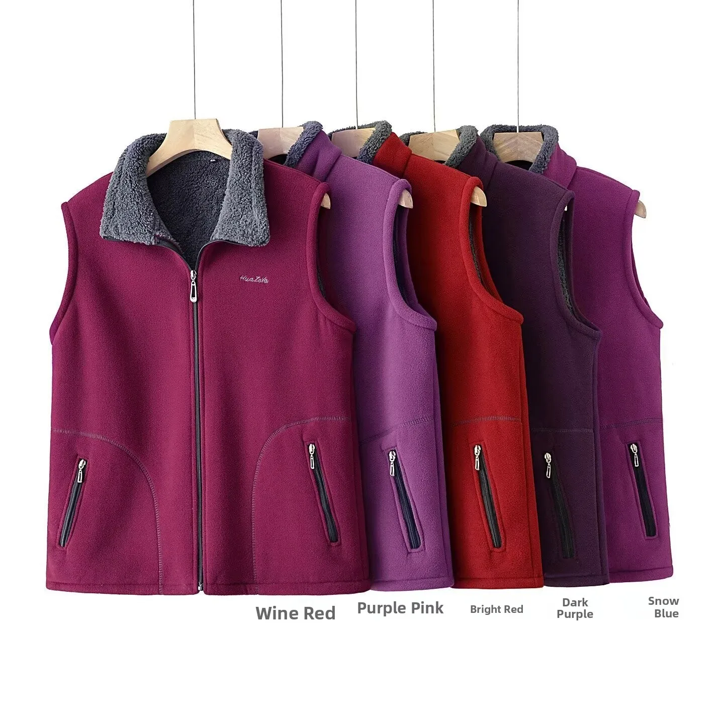 

plus Size Women's Vest Autumn Winter New Style Fleece Lined Thickened Regular Length Zipper Closure Color Commute Style