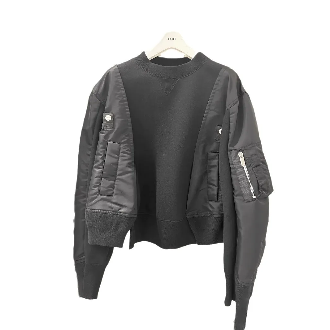 سترة نسائية بغطاء للرأس بسحاب مقسمة جديدة لعام 2025 سترة فضفاضة غير رسمية برقبة دائرية