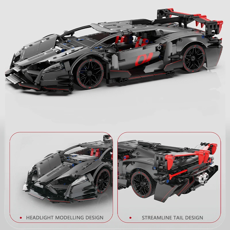 1:14 Technical Racing Model Supercar Building Blocks MOC Remote Control Car Toy Bricks Children Boys or Adults Birthday Gift Set