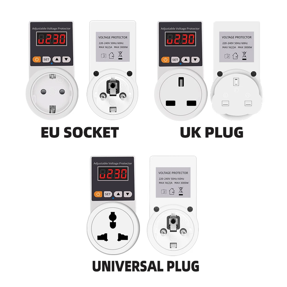  Voltage Protector Socket AC 220V Adjustable and Fixed 16A Voltage Protector Socket Voltage Safety Refrigerator 