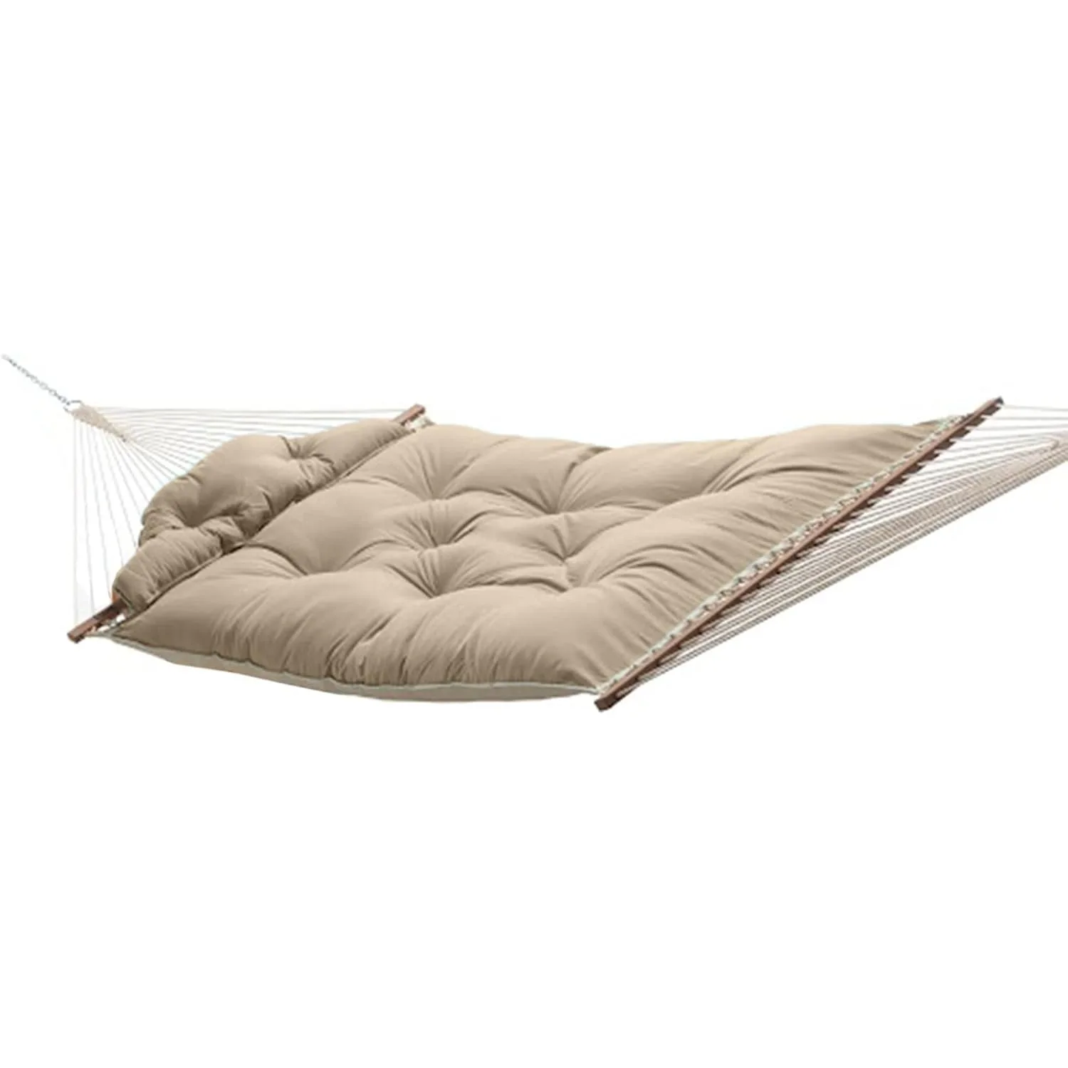 Hammocks Large Cast Ash Tufted Hammock with Detachable Pillow, Free Extension Chains & Tree Hooks, 13 Ft. X 55 In