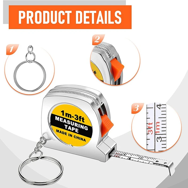 50 Pcs Keychain Tape Measure Tape Measure Functional Pocket Tape Measure Small Tape Measure Retractable For Adult Kids