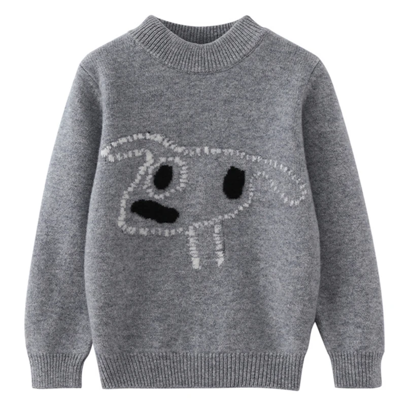 

Boys 100% wool Sweater winter Quality Cartoon Puppy Pattern Kids Cashmere thicken Warm Girls Pullover Clothes Childrens Sweater