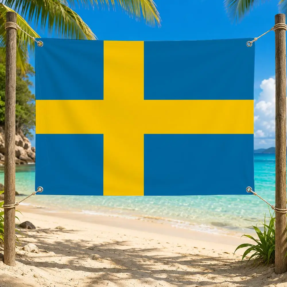 Classic Country Flag Sweden Flags Fade Resistant Flag Washable Lightweight HD Print Indoor Outdoor All-Weather