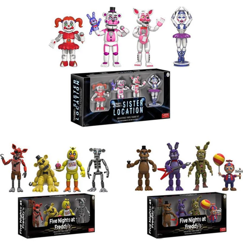 Set Game Toys Action Figure FNAF Figurine Bonnie Foxy Golden Freddy Fazbear Bear Dolls PVC Model Kids Toys