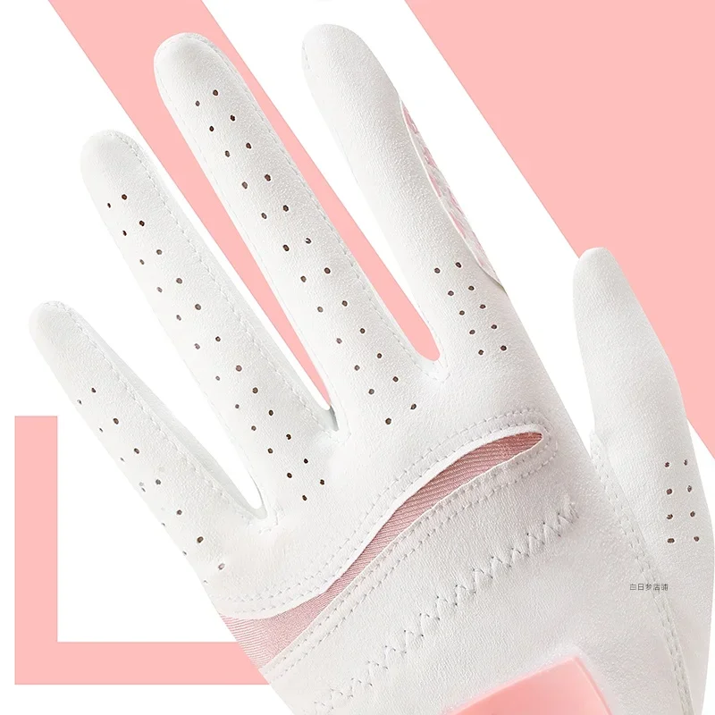 Korea Japan Golf Gloves Ladies Microfiber Cloth Wear-Resistant Sports Printed Anti-Slip Breathable#220248737