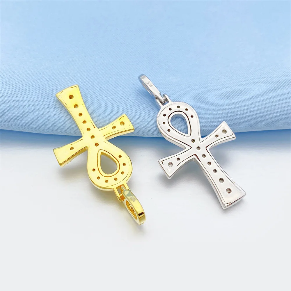 D Color Moissanite Cross Pendants Necklaces S925 Silver Real Diamond Necklaces For Women Men Jewelry Pass Diamond Tester