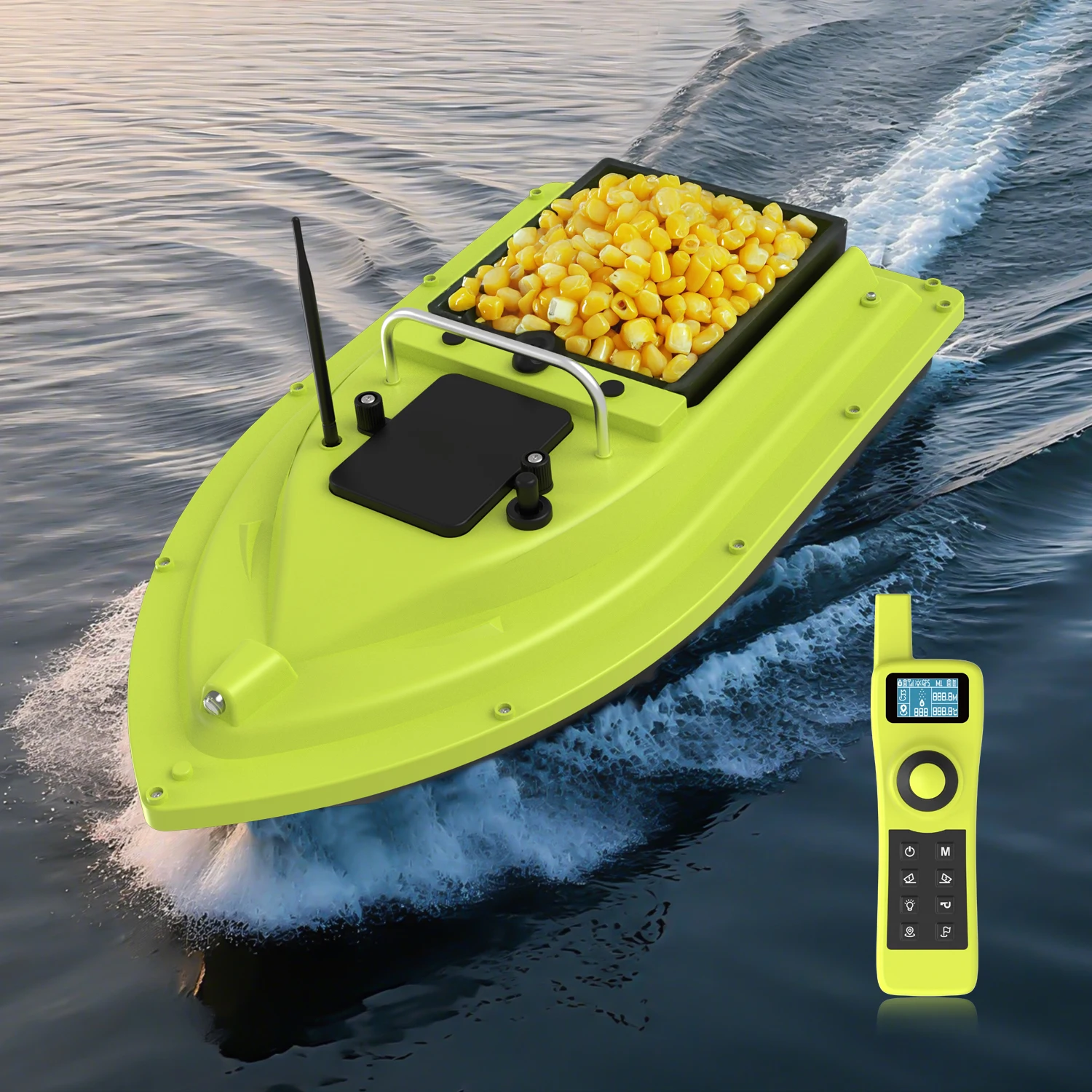 Fishing Bait Boat With Water Depth & Water Temperature Detection, Dual Positioning, Dual Motor, 7.4V, Hook Towing & Bait Delivery Boat