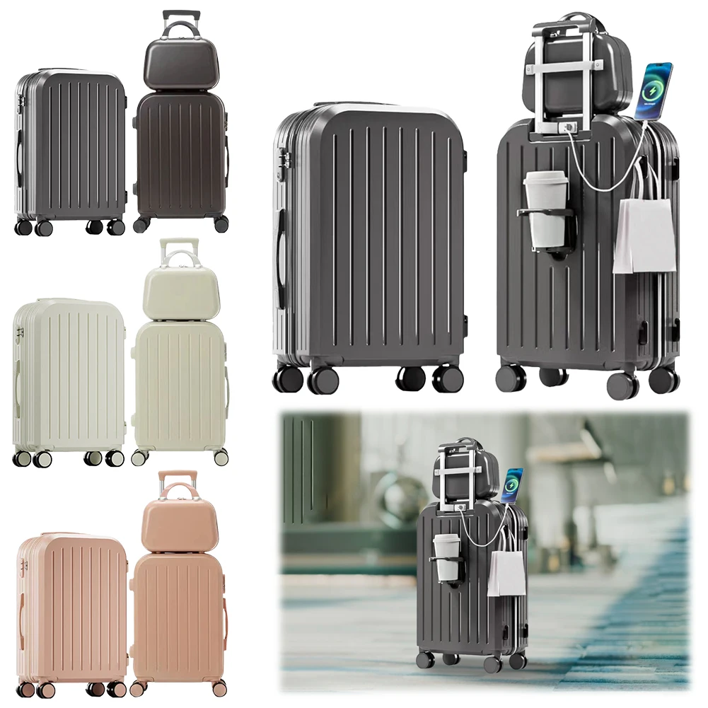 12 20 24 Inch 3 Pieces Carrier with Spinner Wheels Travel Suitcase On Wheels Zipper Trolley Luggage Bag Case TSA-Approved Lock