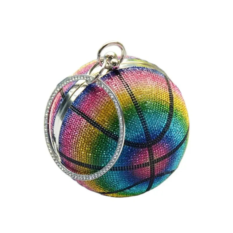 Colorful Bag Diamond Bag Straddle Handheld Ball Bag Party Banquet Bag Colorful Basketball Sahpe Diamond Bag Birthday Gift