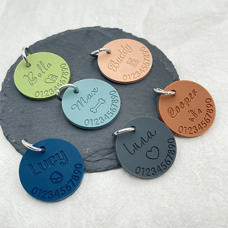 New Customized Silicone Pet Anti-lost ID Tag Cat Dog Tag Engraved Name Phone Number Custom Pendant Puppy Collars Accessories