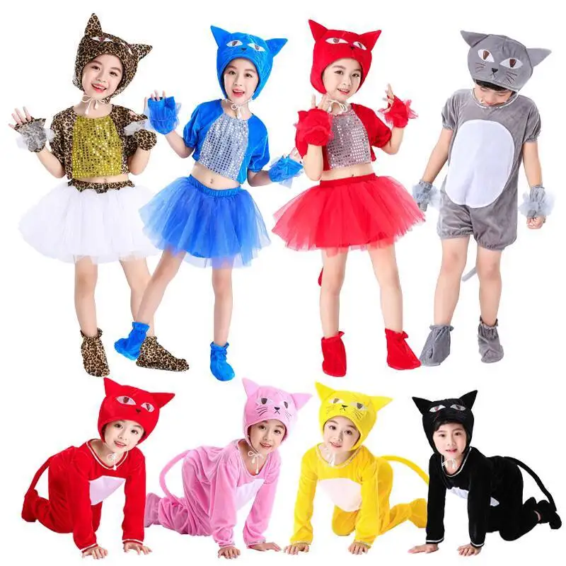 

New Children Animal Fiesta Carnival Halloween Cos Cosplay Costume Neutral Persian Cat Perform Clothing