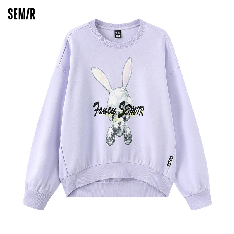 

Semir 2024 Sweatshirt Women Design Rabbit Letter Oversize Top Fashionable Spring Embroidered Clothes Girls Sweater Tops Women