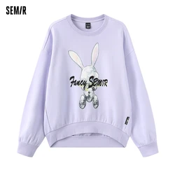 Semir 2024 Sweatshirt Women Design Rabbit Letter Oversize Top Fashionable Spring Embroidered Clothes Girls Sweater Tops Women