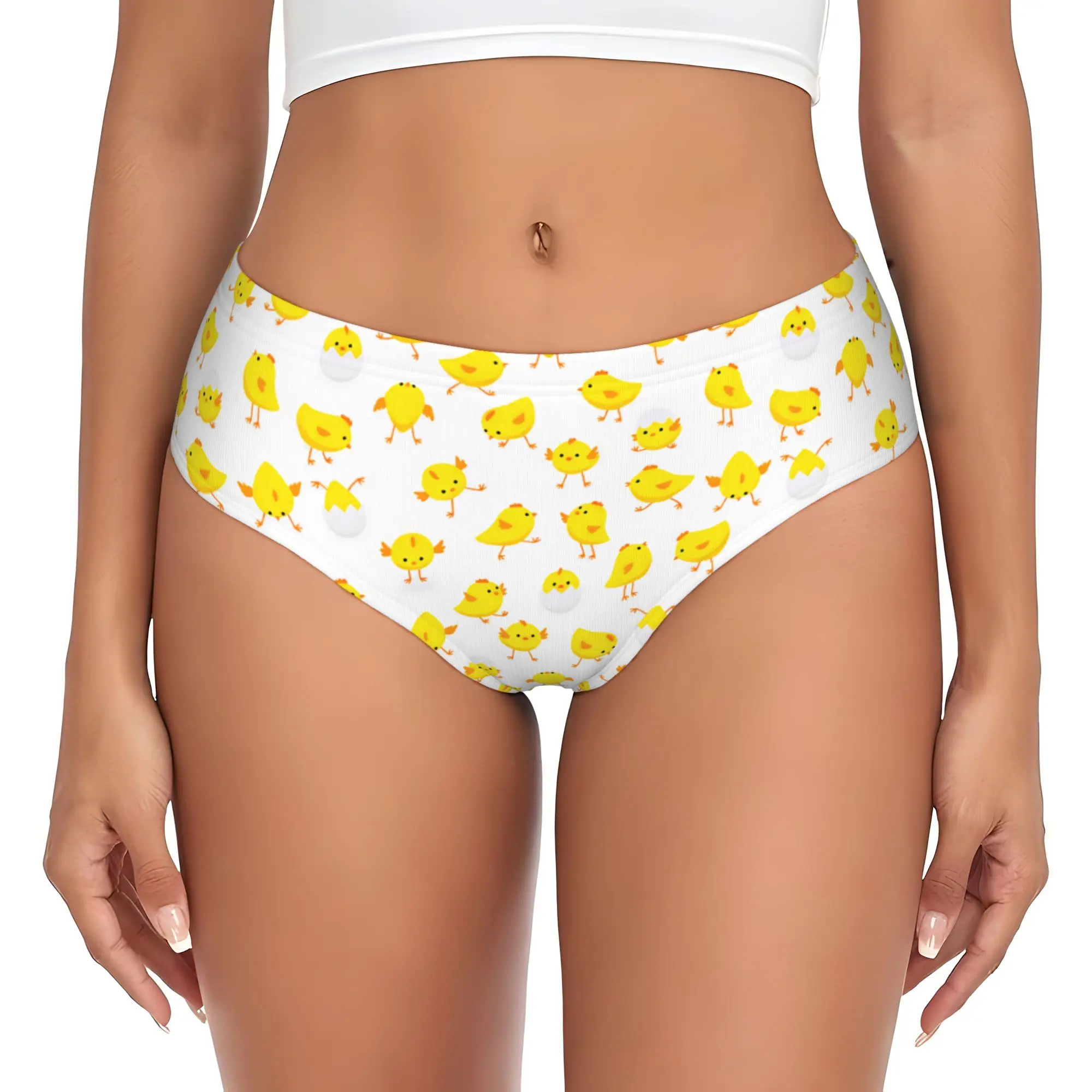 Womens Luxury High Cartoon kawaii Chicks Brief Panties Female Breathable Underwear Underpants