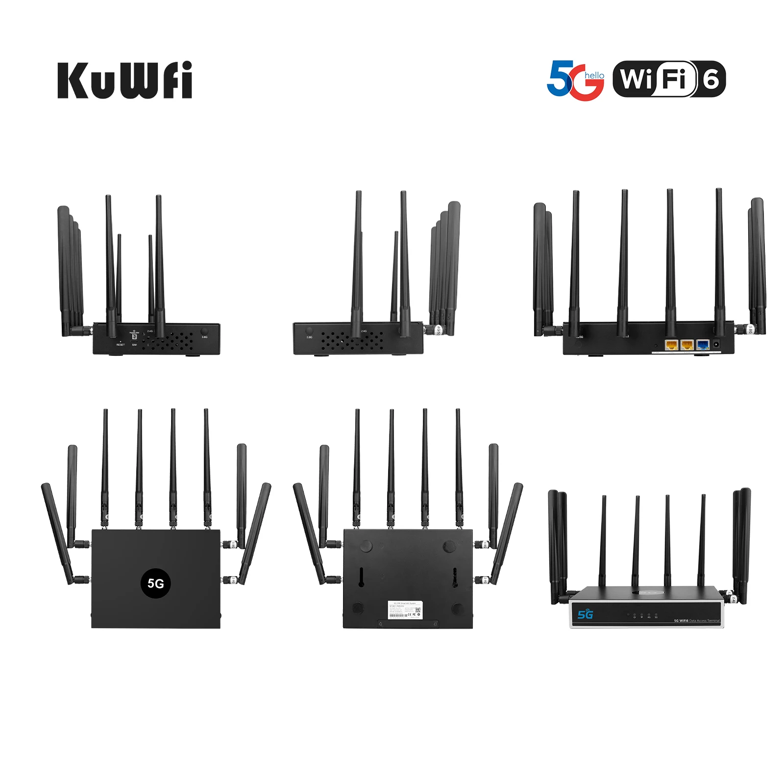 KuWFi 5G Router WiFi6 1800Mbps Gigabit 2.4/5 GHz Dual Frequency High Gain Hybird+Mesh WIFI Router With Sim Card Slot Support APN