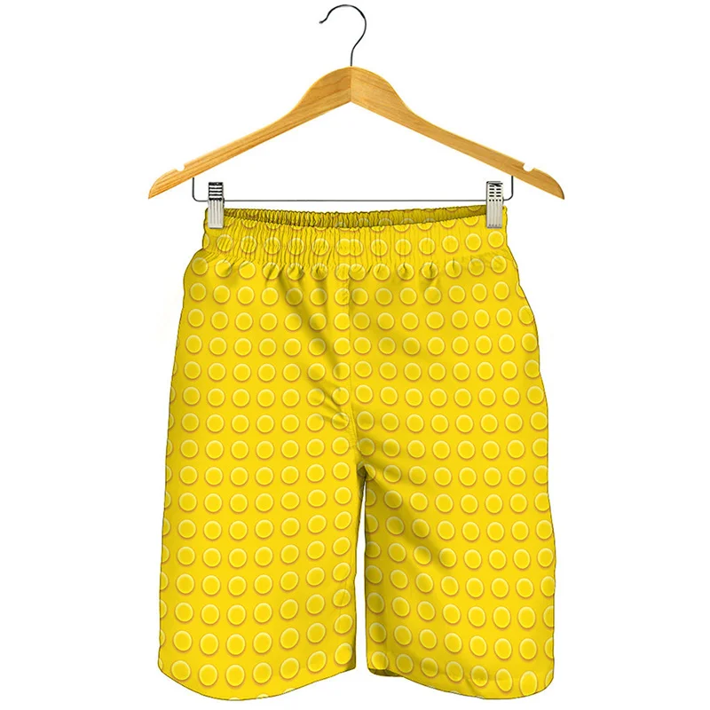 Men Creative Brick Block Pattern Swim Trunks Bright Multicolor Graphic Drawstring Quick‑Dry Lightweight Summer Beach Shorts