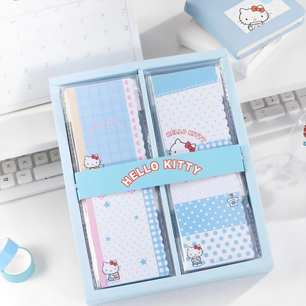 Genuine Sanrio Hello Kitty Memo Pad M5 Cute Blue Note Paper Set for Study Planner To Do List Desk Office Supplies Gifts